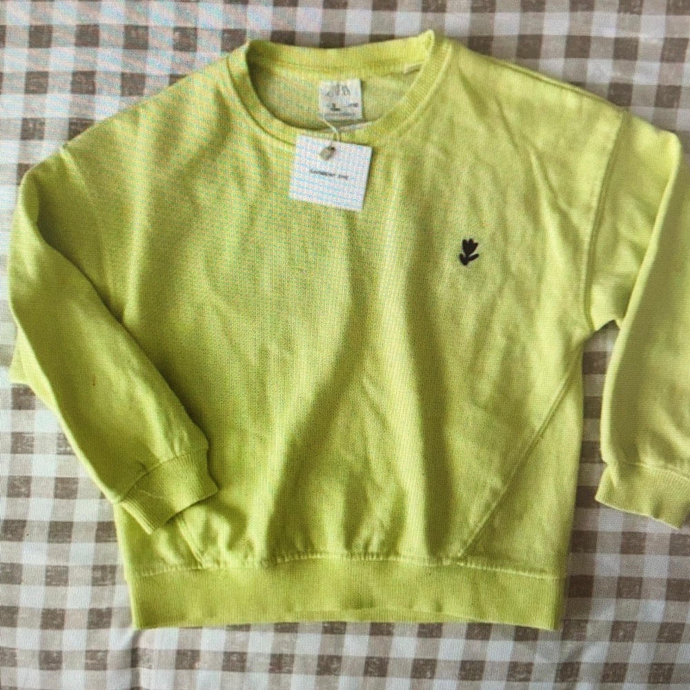 Zara Lime Green Tee with Black Embroidered Detail